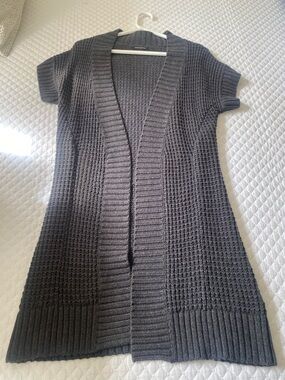 Banana Republic Short-Sleeve Open Cardigan - Charcoal